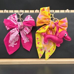 Pink and Yellow Bow Keychains